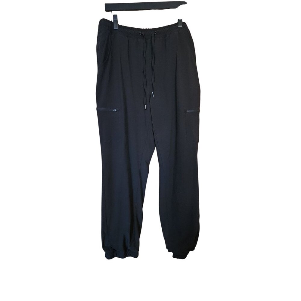 Eddie Bauer Womens Black Fleece-Lined Jogger Pants Size 14 With Pockets Elastic